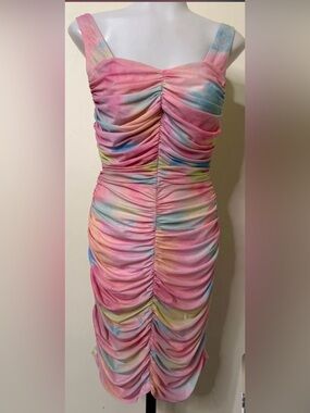 Endless Rose Pink Multi Ruched Strapless Midi Dress